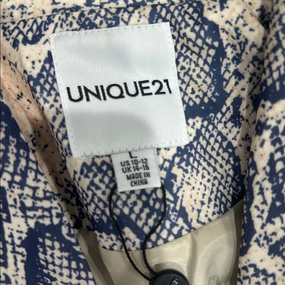 Unique21 Blue and Cream Snake Print Blazer - Picture 5 of 6